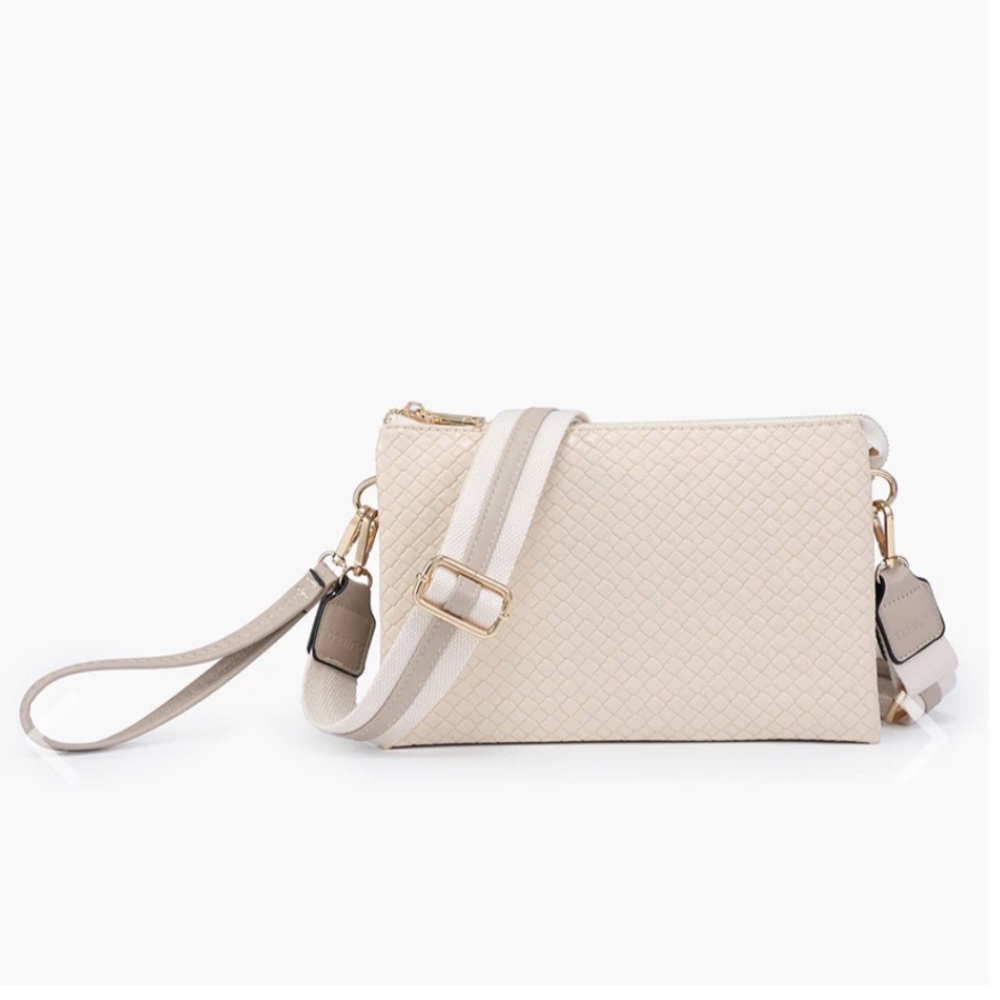 Izzy Crossbody in Diagonal Weave Light Beige